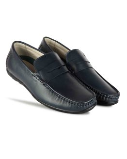 blue leather loafers