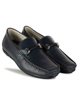 blue leather loafers