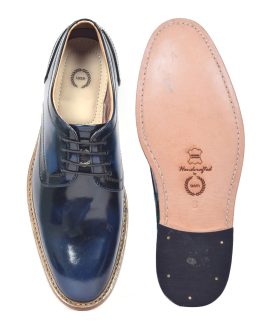 ASM HANDMADE GOODYEAR WELTED BLUE BRUSH COLOR ITALIAN LEATHER DERBY SHOES