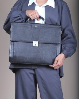 Portfolio Bag : Black Leather