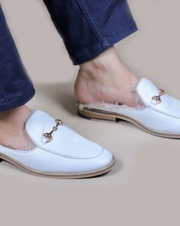 Mule shoes white leather