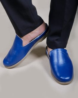 Mule shoes blue leather