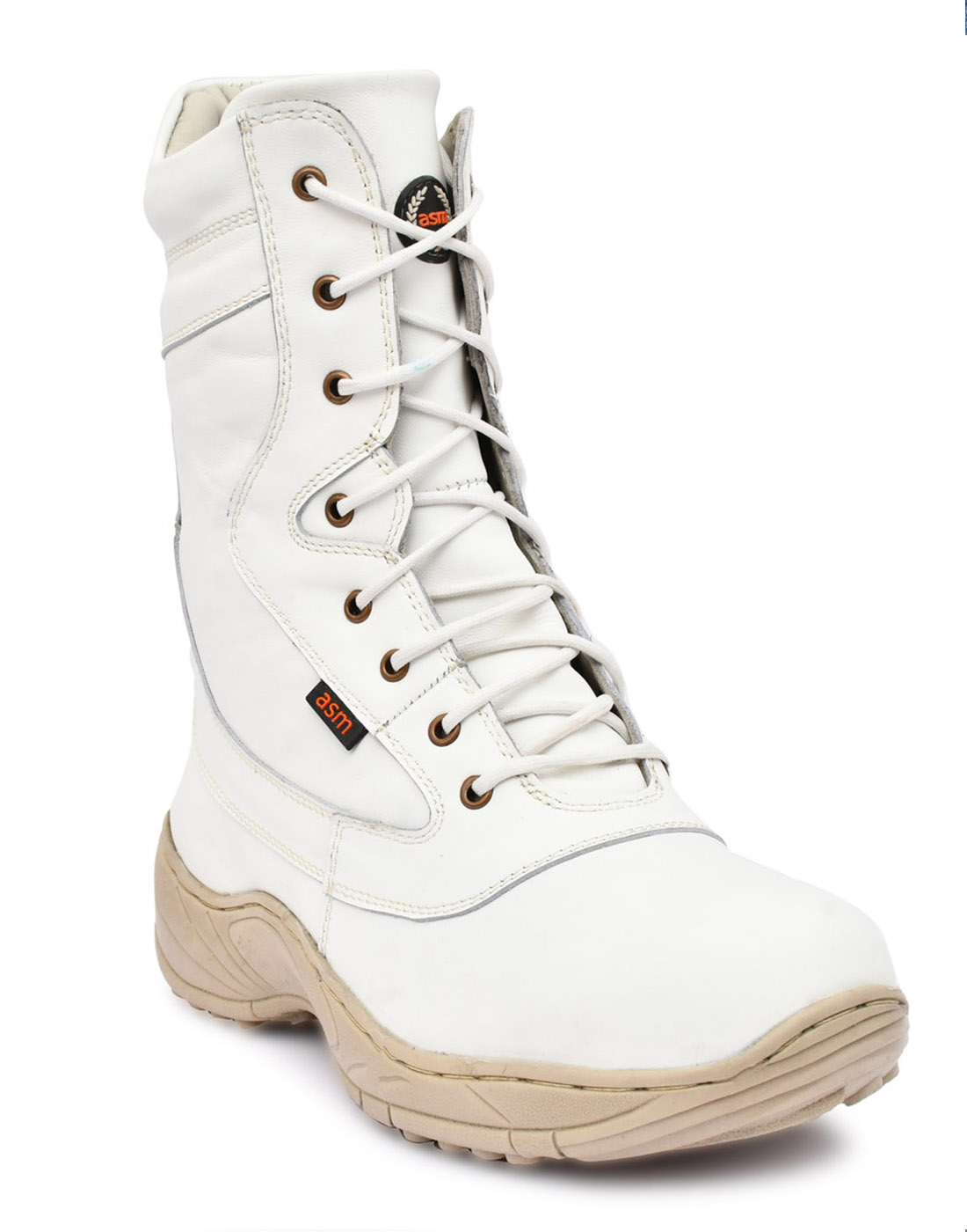 Snow Boots : Pure leather white snow boots by ASM