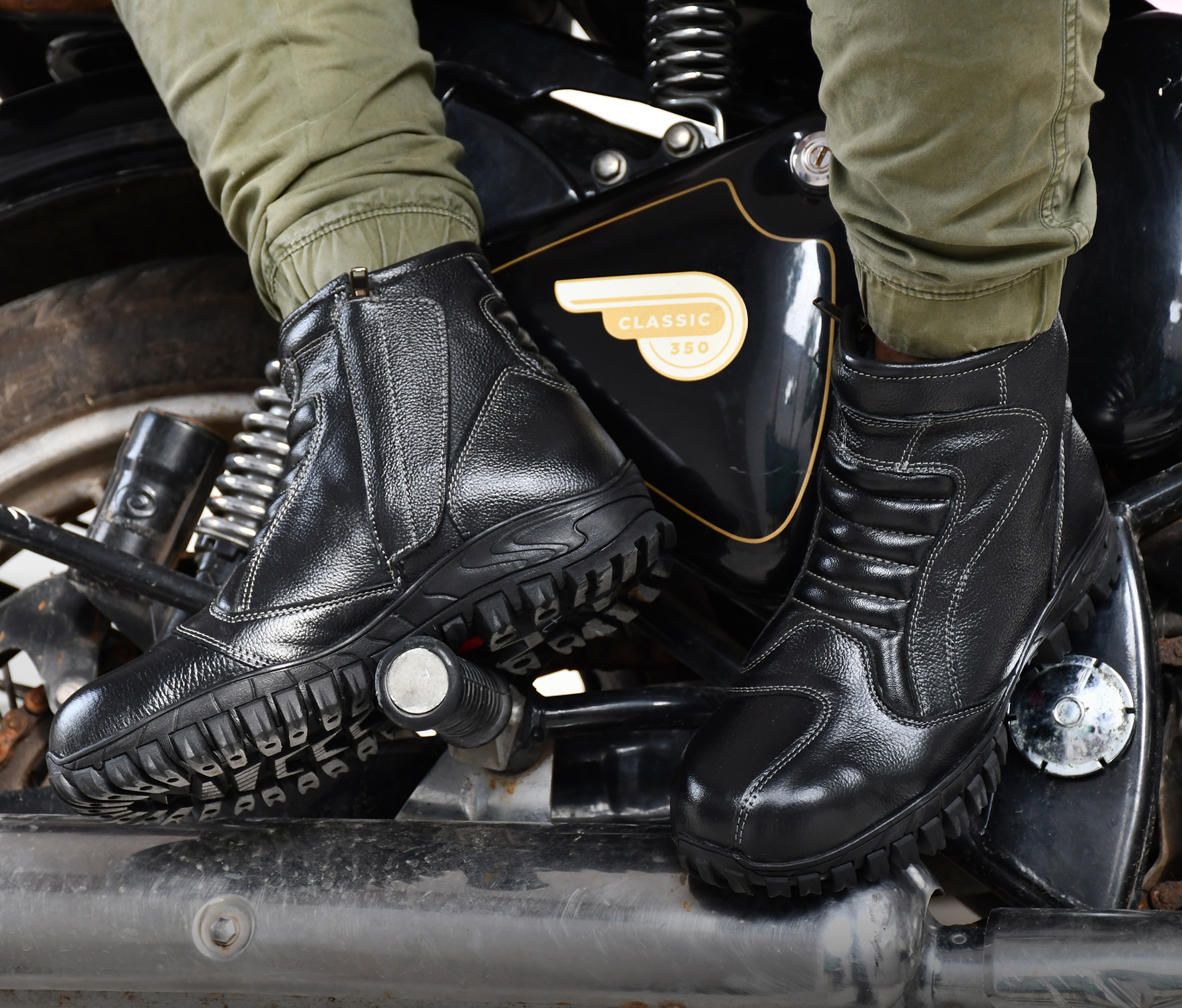 Biker Boots : Pure black leather boots by ASM