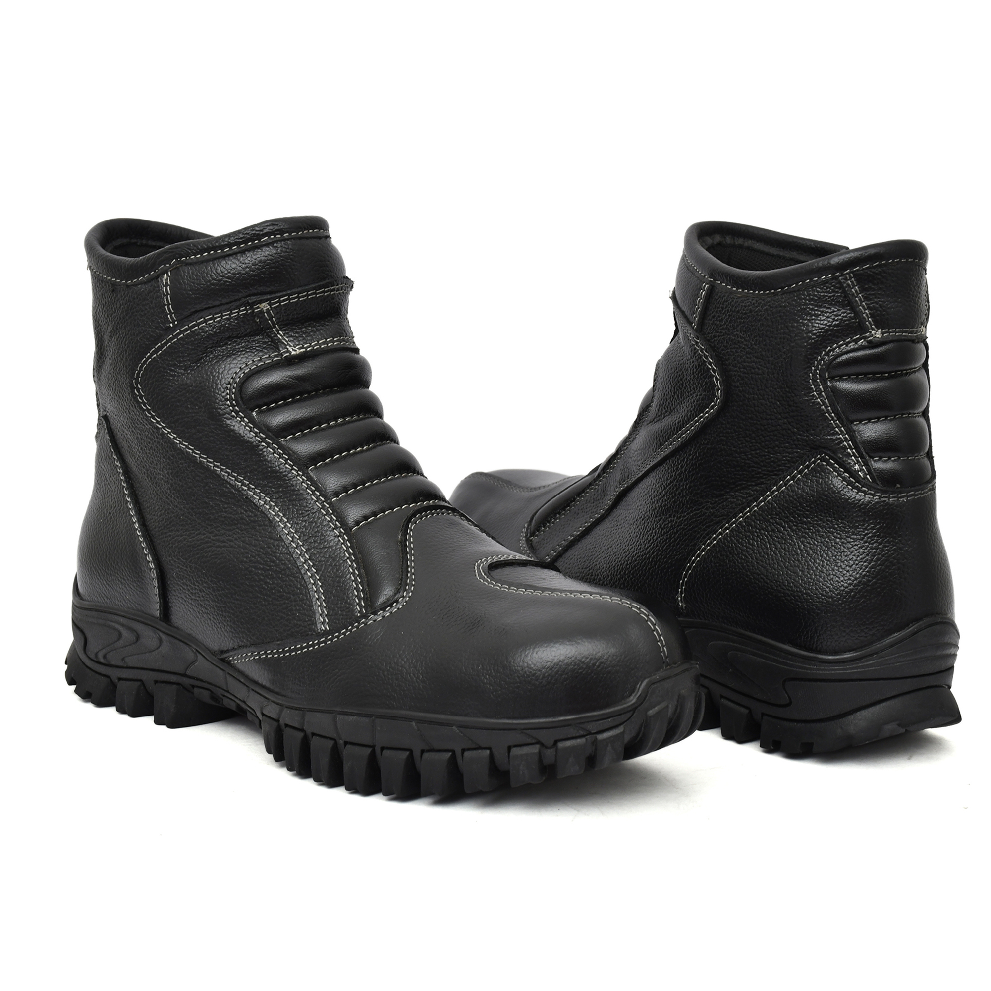 Biker Boots : Pure black leather boots by ASM
