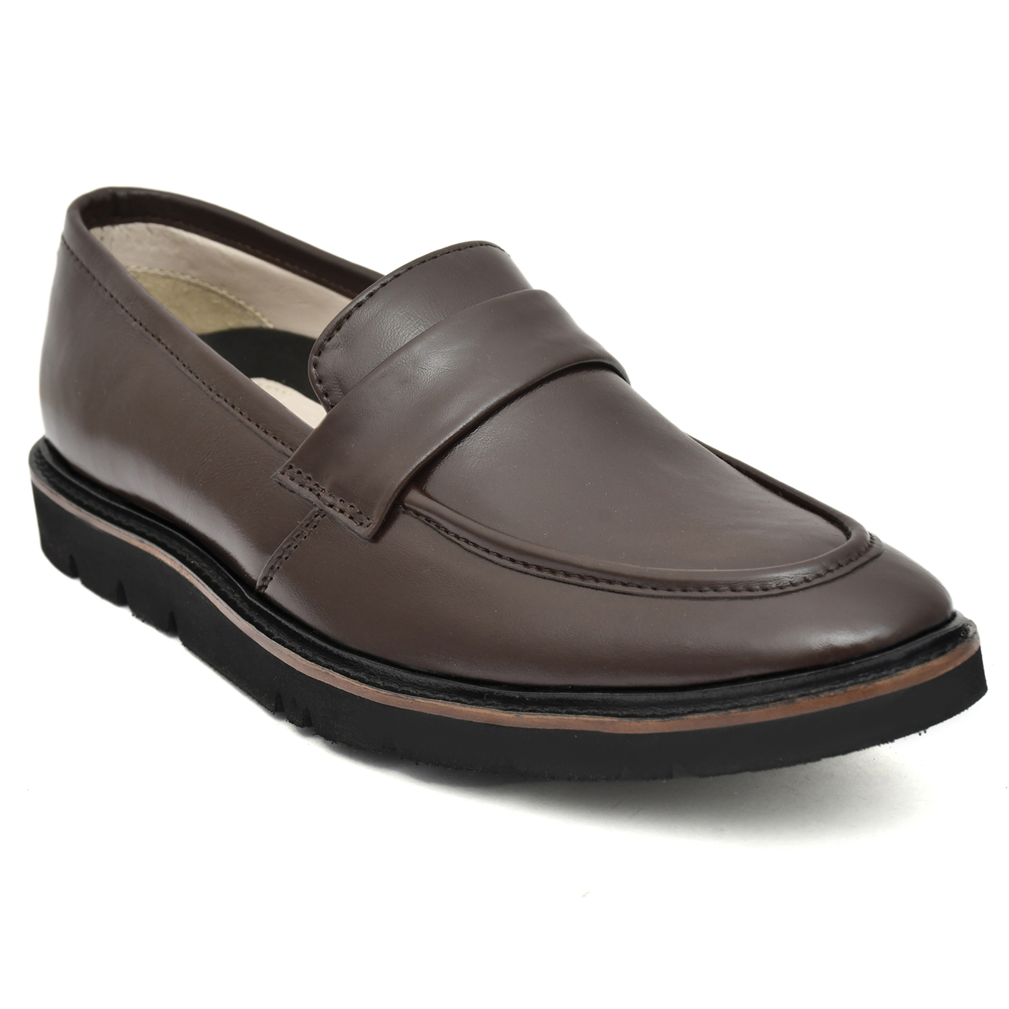 Pure Brown Leather Penny Loafers