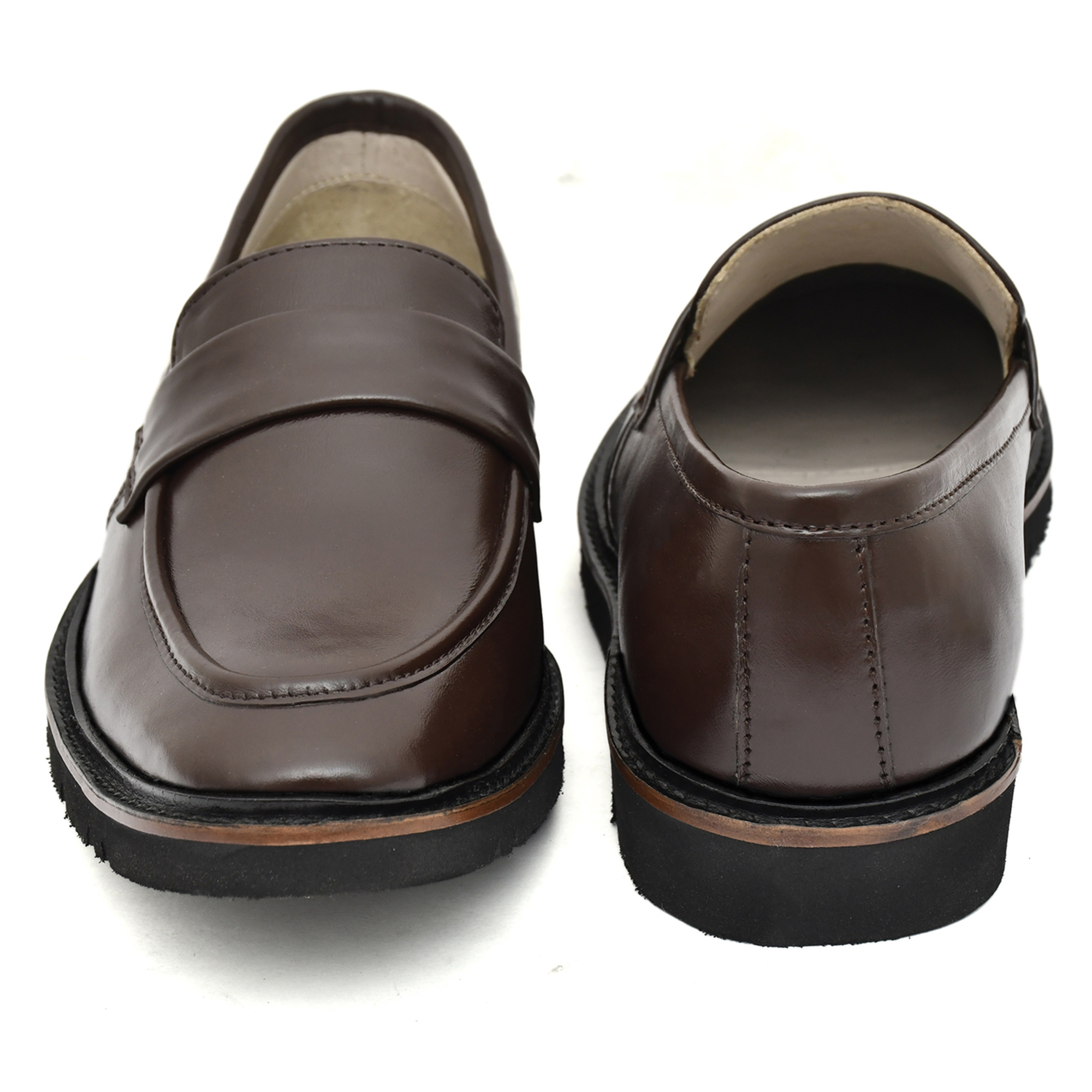 Pure Brown Leather Penny Loafers