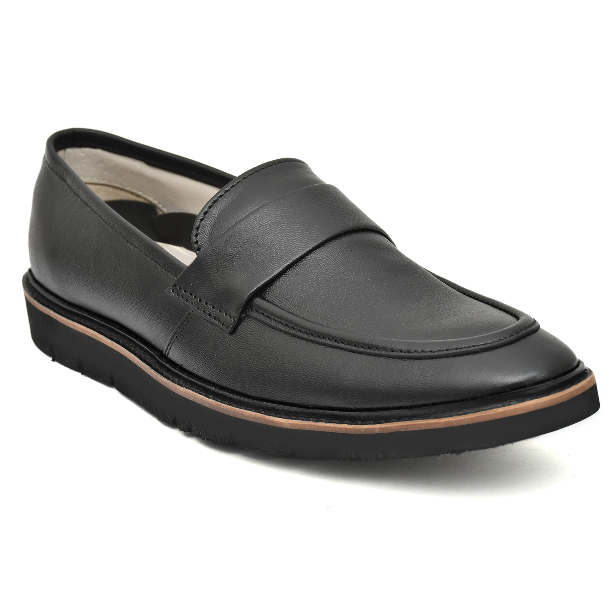 Pure Black Leather Penny Loafers