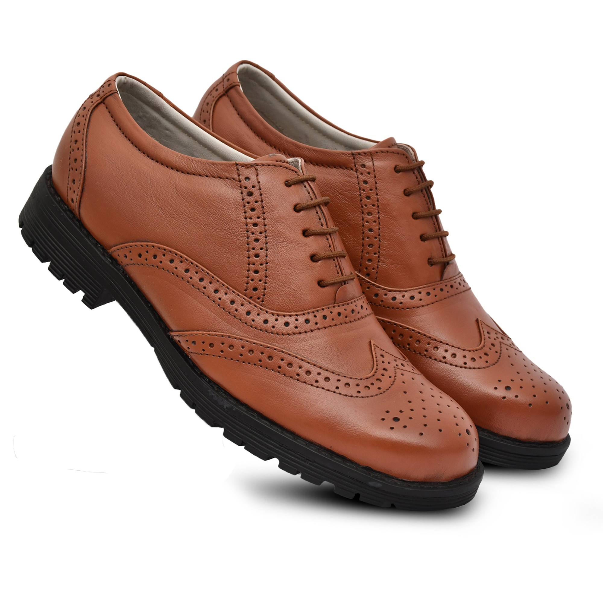 asm Safety Shoes: Buy Safety Formal Tan Leather Brogue Shoes Online. Article: S101-Tan