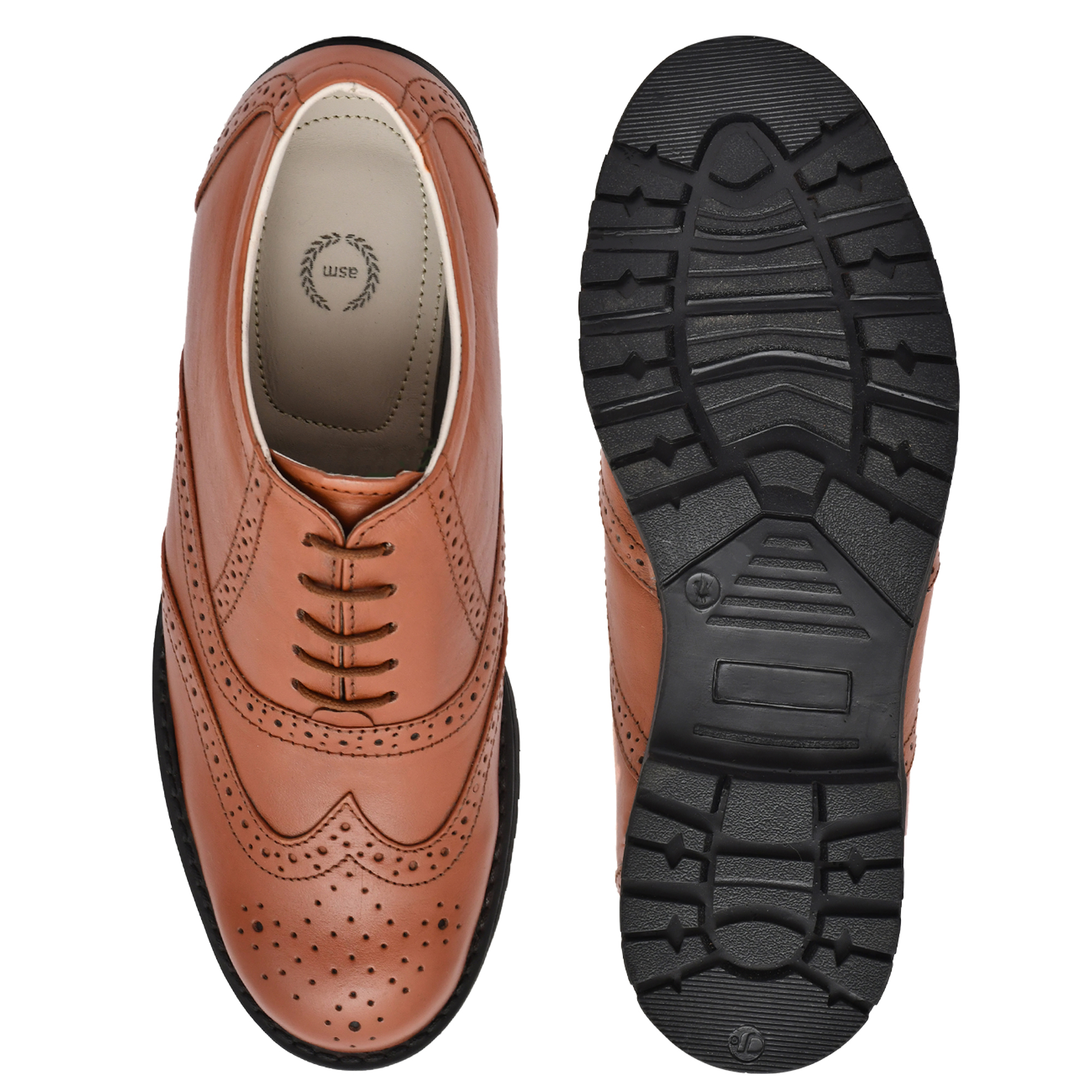 asm Safety Shoes: Buy Safety Formal Tan Leather Brogue Shoes Online. Article: S101-Tan
