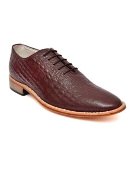 Handmade Goodyear Welted Black Wine Embossed leather Shoes with Argentinian leather sole & Memory foam footpad.