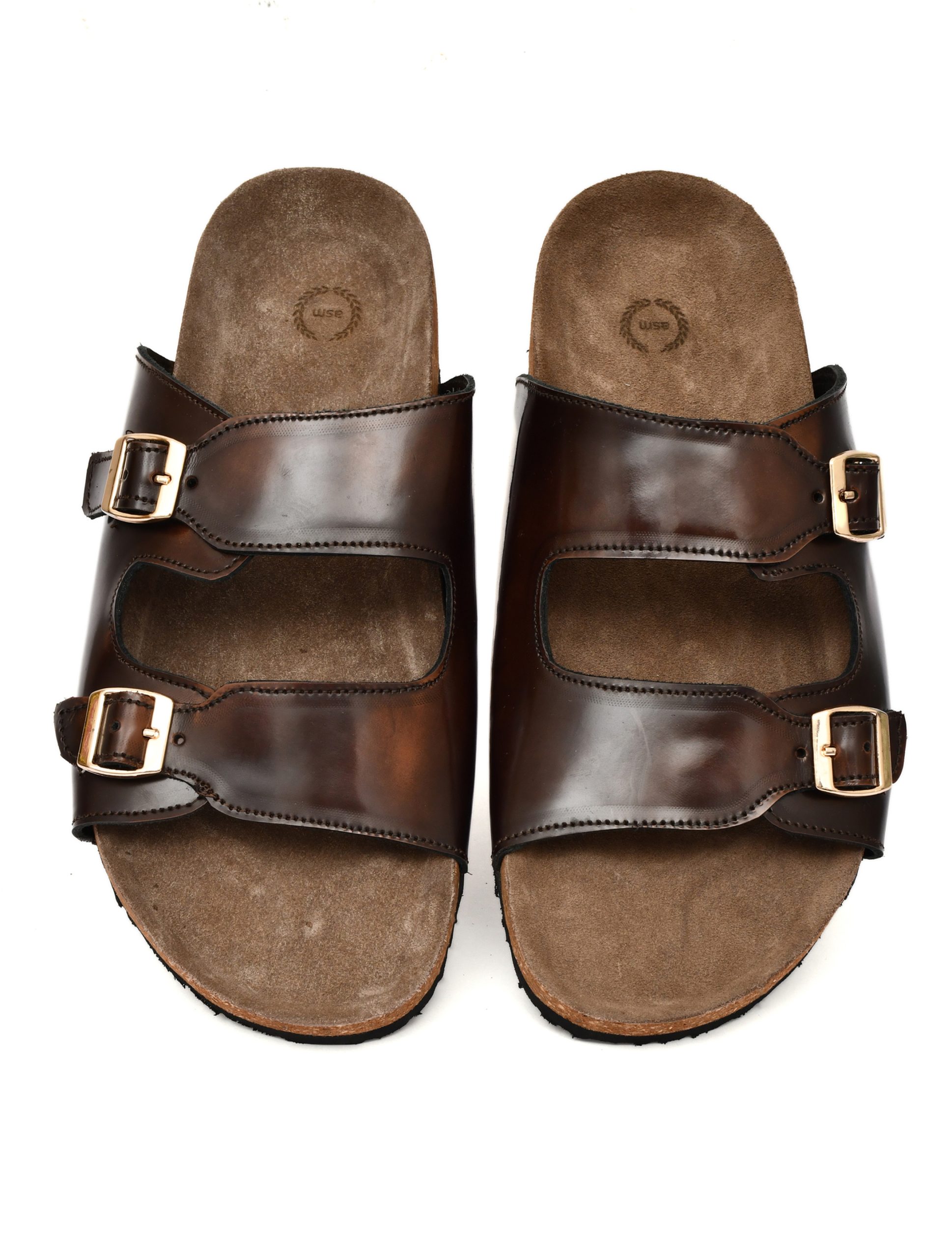 Cork Sandals : Genuine Tan Two tone leather with Cork footpad Sandals for men by asm