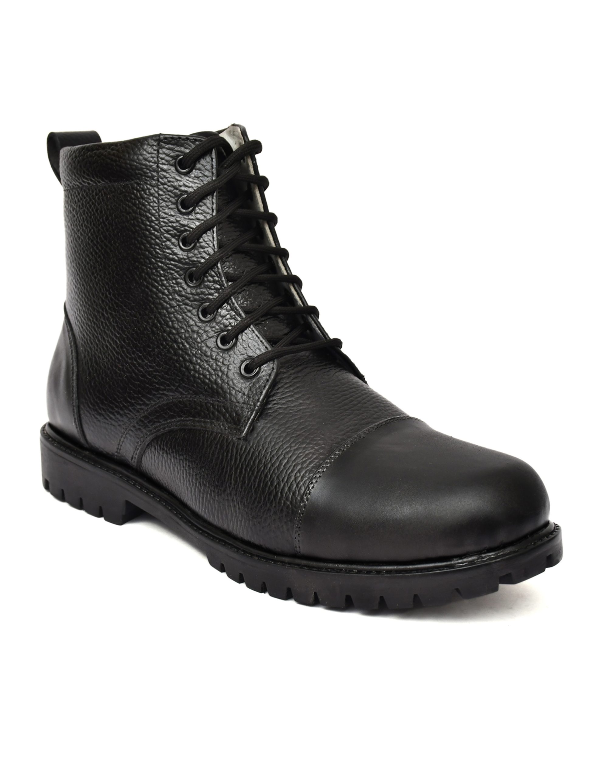 DMS Boots : Combat Army black leather boots with Memory foam footpad.